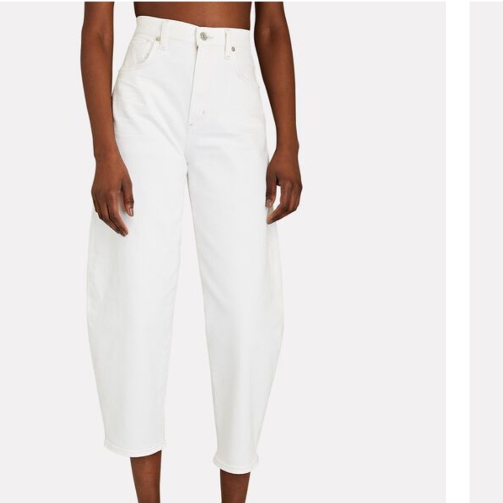 CITIZENS OF HUMANITY Calista Tapered Crop Jeans, 25, white